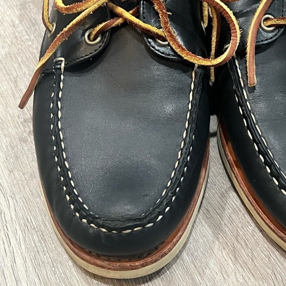 Men’s Allen Edmonds 9.5D 2 Eye Full Leather Westbrook Boat Shoe Dark Blue EUC - Picture 8 of 10